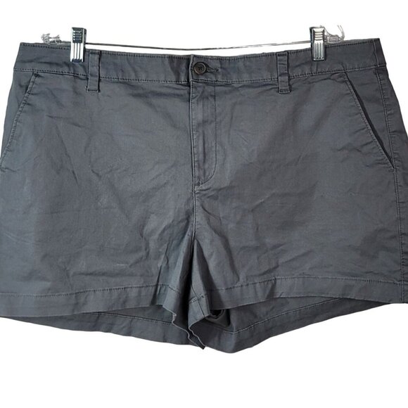 A New Day Stretch Chino Shorts Gray Size 18 Button Zip Pockets Elastizado - Picture 2 of 8